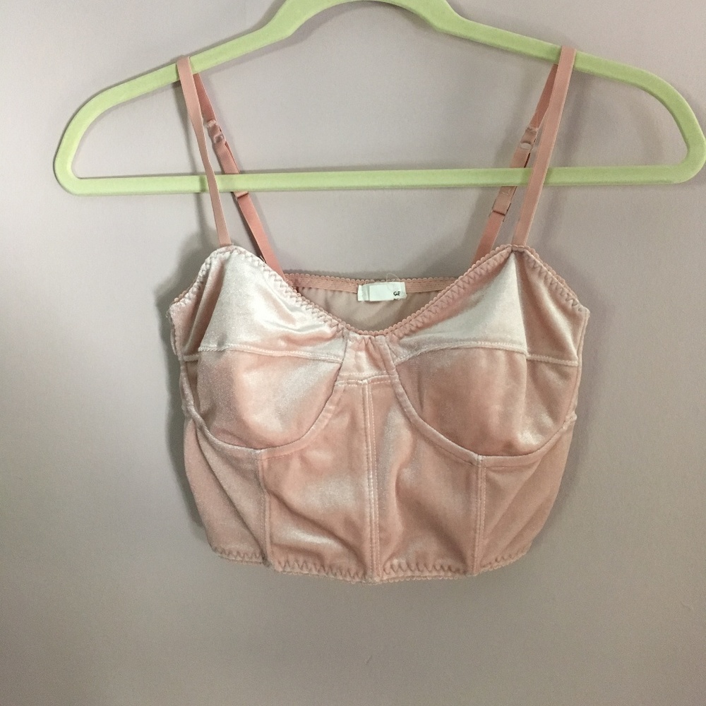 BLUSH VELVET BUSTIER CROP TOP